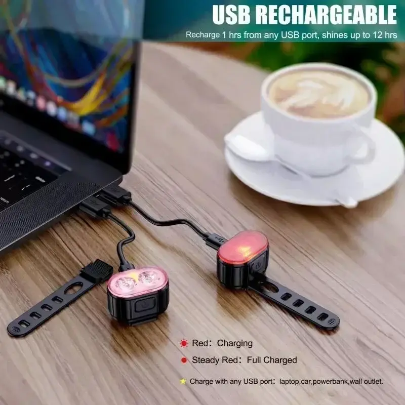 BUCKLOS Bike Light Set Rechargeable Rear Light Front Lamp Waterproof Riding Headlight USB MTB Taillight Led 1PC Cycling Parts - Image 6