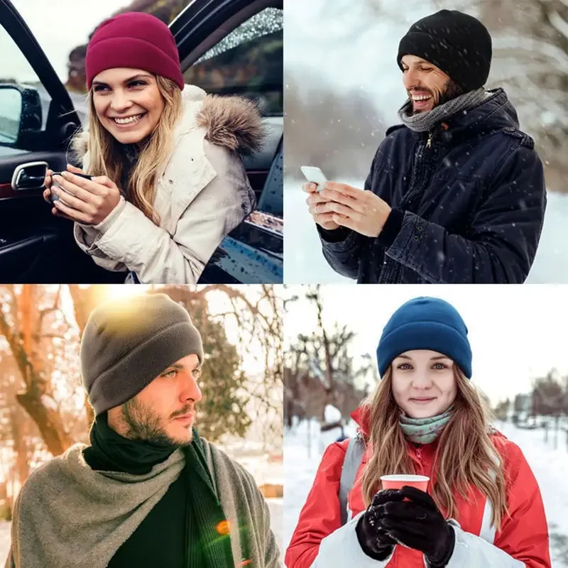 1/3/6PC Warm Winter Skull Cap Soft Polar Fleece Hat Thick Windproof Cap Outdoor Beanie Cap Ski Cap Suitable For Men Women