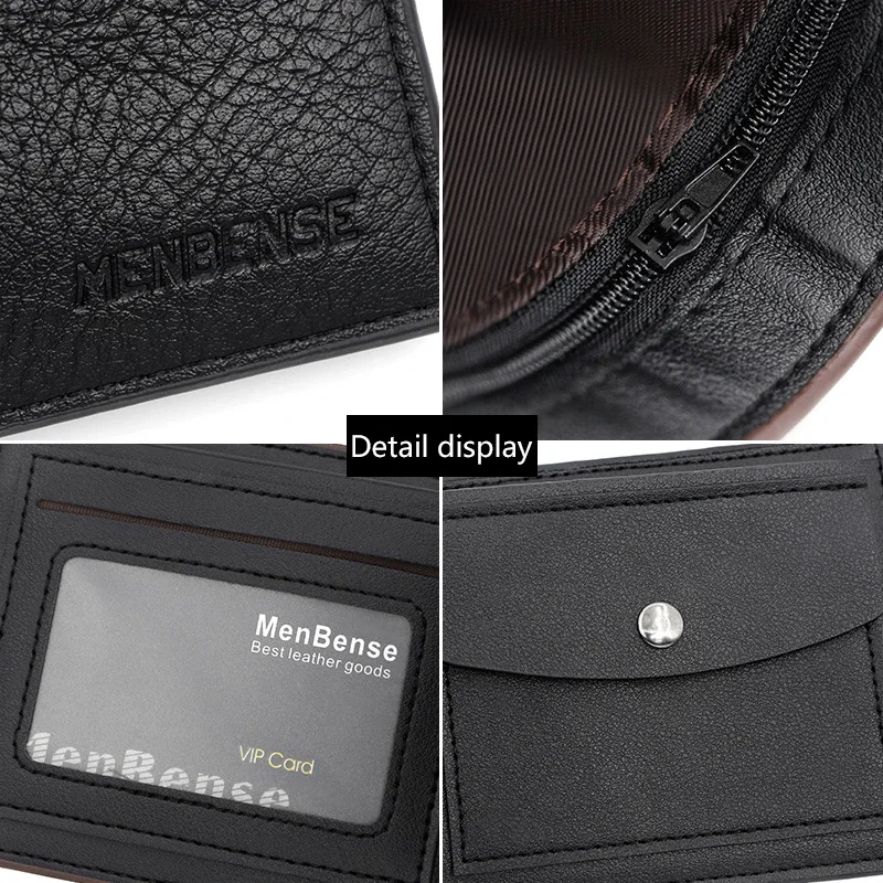 Men's Slim Wallet - Stylish Zipper Design, Card & Photo Holder, Coin Pocket - Premium PU Leather
