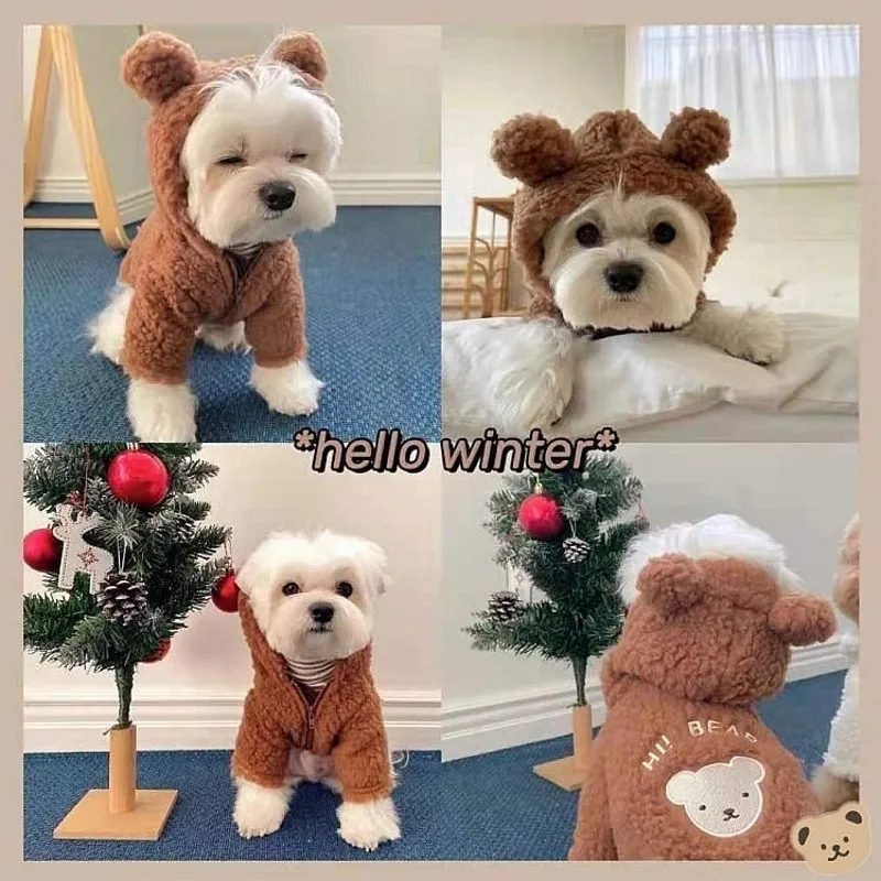 FleeceTeddyDogJacketSweatersZipperWinterClothesPetJerseys