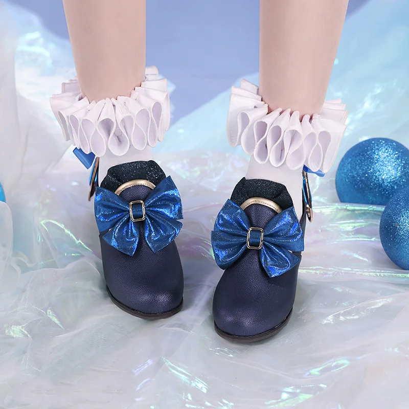 

Genshin Impact Focalors Cosplay Shoes Fontaine water god Cos Furina Female cool Anime Blue bow Costume shoes A