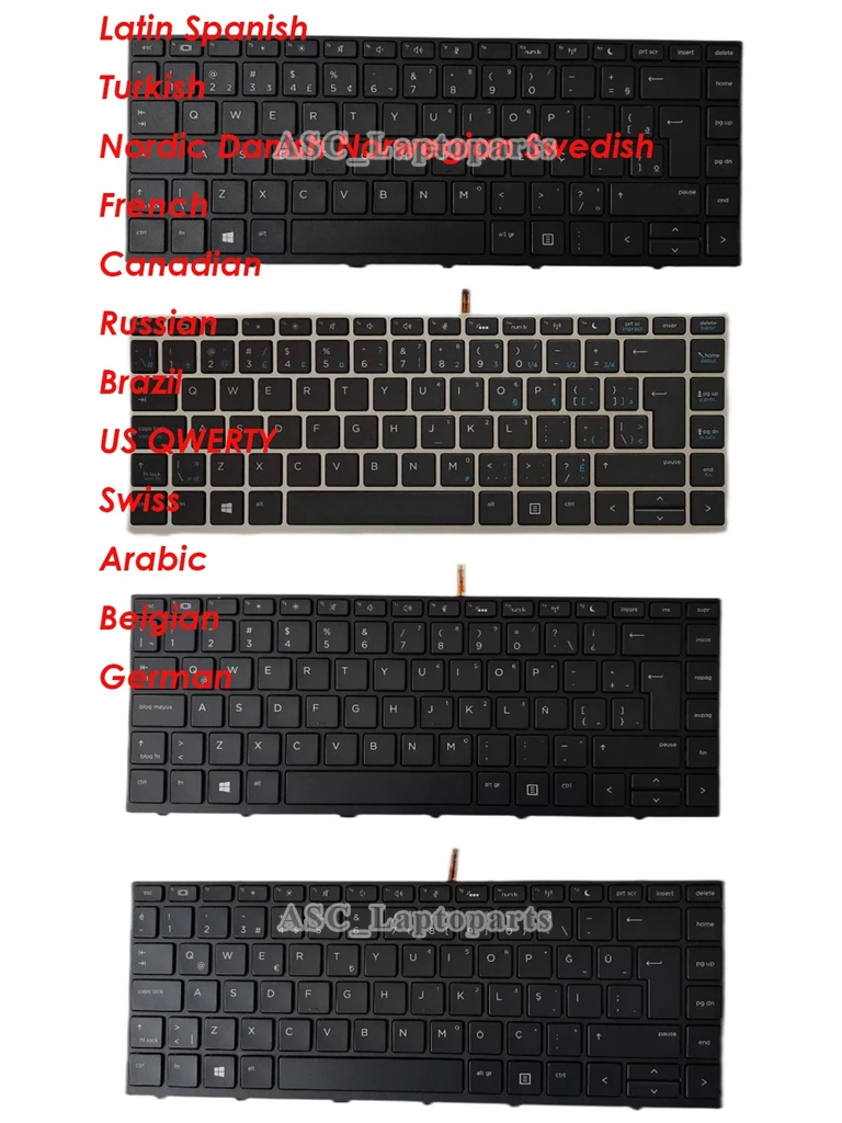 Nuovo Arabo Belgio Brasile Canadese Nordico Francese Tedesco Russo Sw Tr Tastiera Per Hp Probook 430 G5 440 G5 445 G5 Cornice Nera
