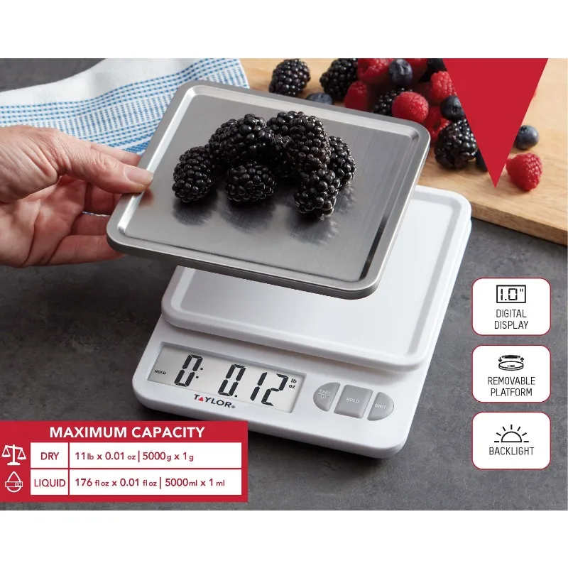 Taylor Digital 11lb Glass Top Food Scale - Silver