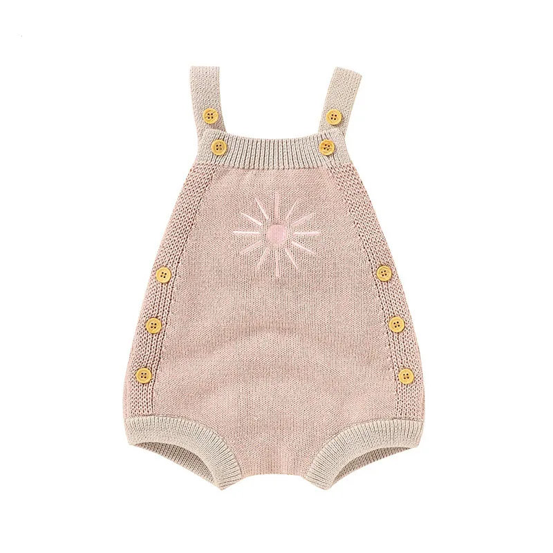 Thin Knitted Sunflower Baby Jumpsuit for Girls