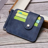New Small Men's Wallet With Coin Pocket Card Slot Money Clip Dollar Banknote Slim Purse Zipper Cash Holder Bag A Metal Clamp 2