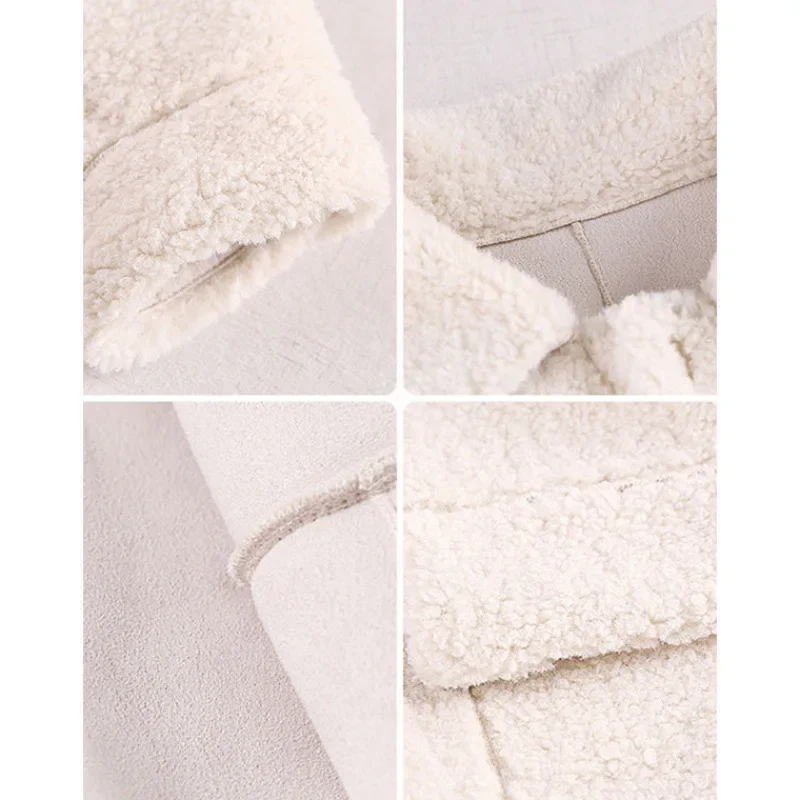 معطف نسائي كاجوال سميك وفضفاض من فرو الضأن موضة الشتاء ملابس خارجية ناعمة بأكمام طويلة من القطن سترة دافئة ومريحة