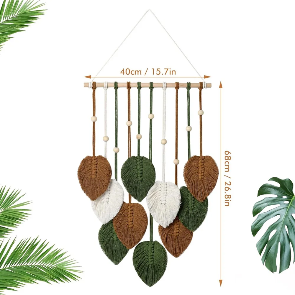 Bohemian Leaf Macrame Tapestry - Chic Woven Wall Art Decor