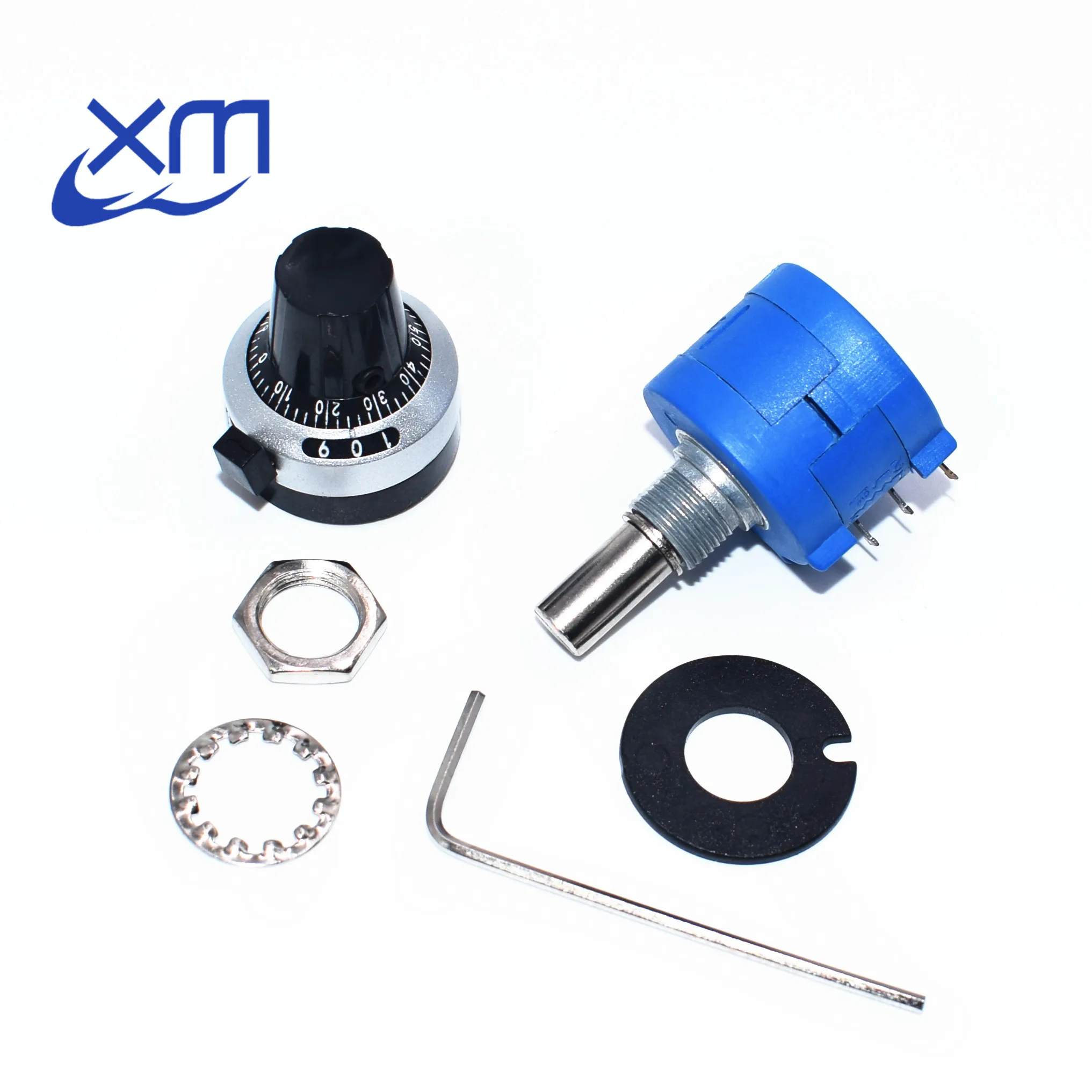 

1set 3590S-2-103L 3590S 10K ohm Precision Multiturn Potentiometer 10 Ring Adjustable Resistor + Turns Counting Dial Rotary Knob