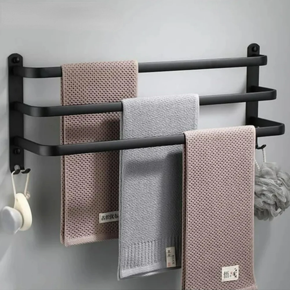 Towel Rack Bathroom Towel Holder Shower Rack Bar Wall-mounted Rail Shower Hanger