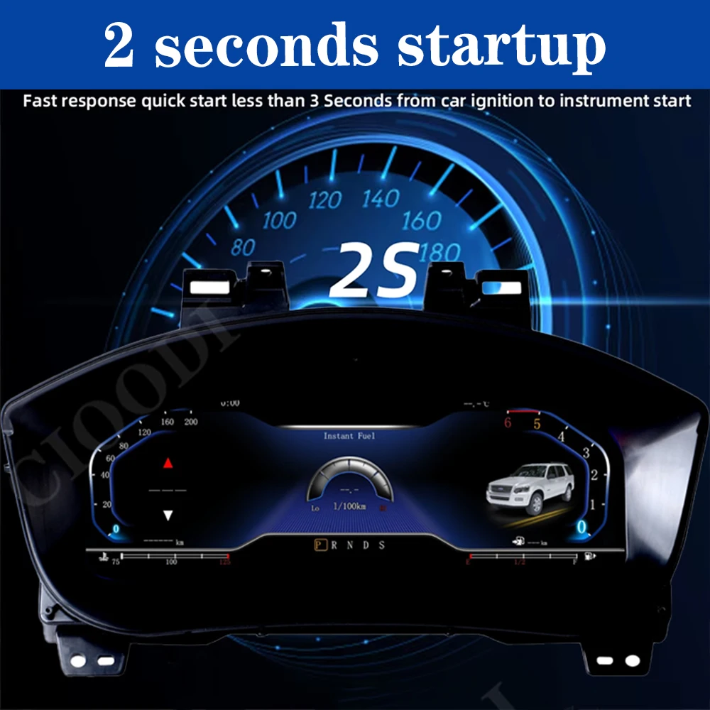 Panel de instrumentos digital de 12,3" para Ford Explorer 2016-2018 Virtual Cockpit Odómetro Velocímetro Pantalla Contador Tablero CarPlay 4