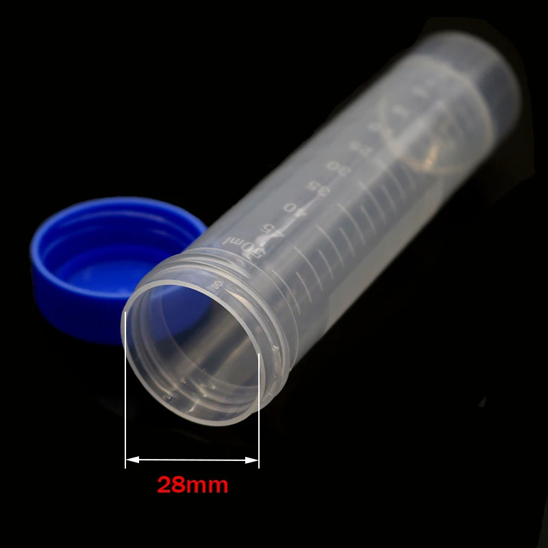 Centrifuge Tube 50ML Clear Plastic Screw Cap Flat Bottom with Graduated Freestanding for Scientific Experiments 10pcs