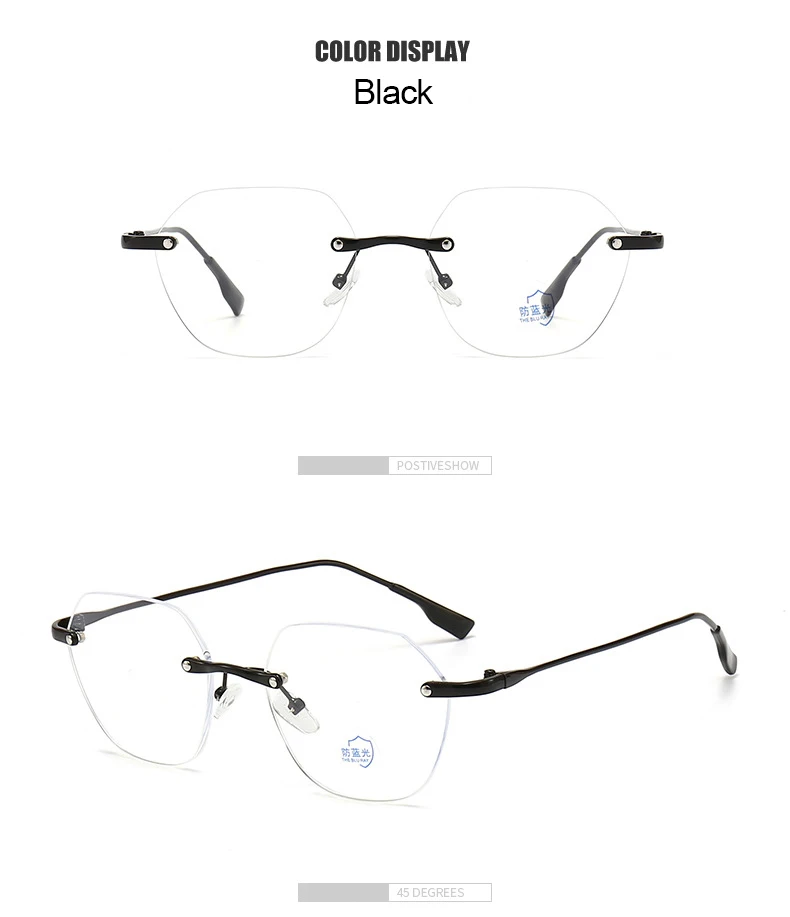 2024 neue randlose Brille Anti-Blaulicht für Frauen Modedesigner ovale Männer Büro Computer Brille trend ige Metallrahmen Brillen – Detail 8