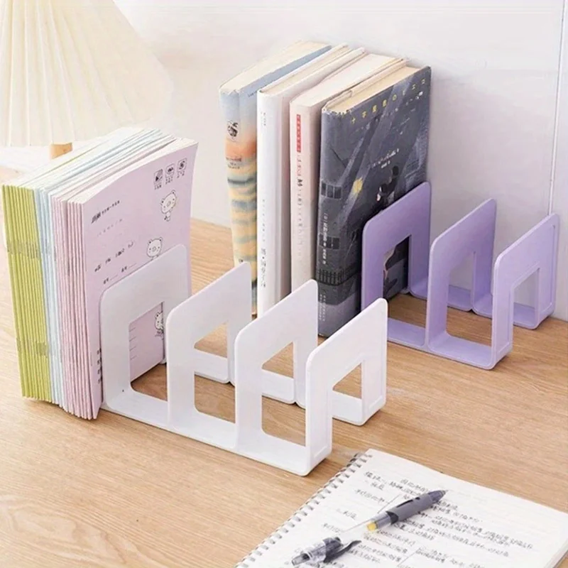 Compact Desktop Bookshelf Organizer with Anti-Slip Baffle for Office and Study Supplies