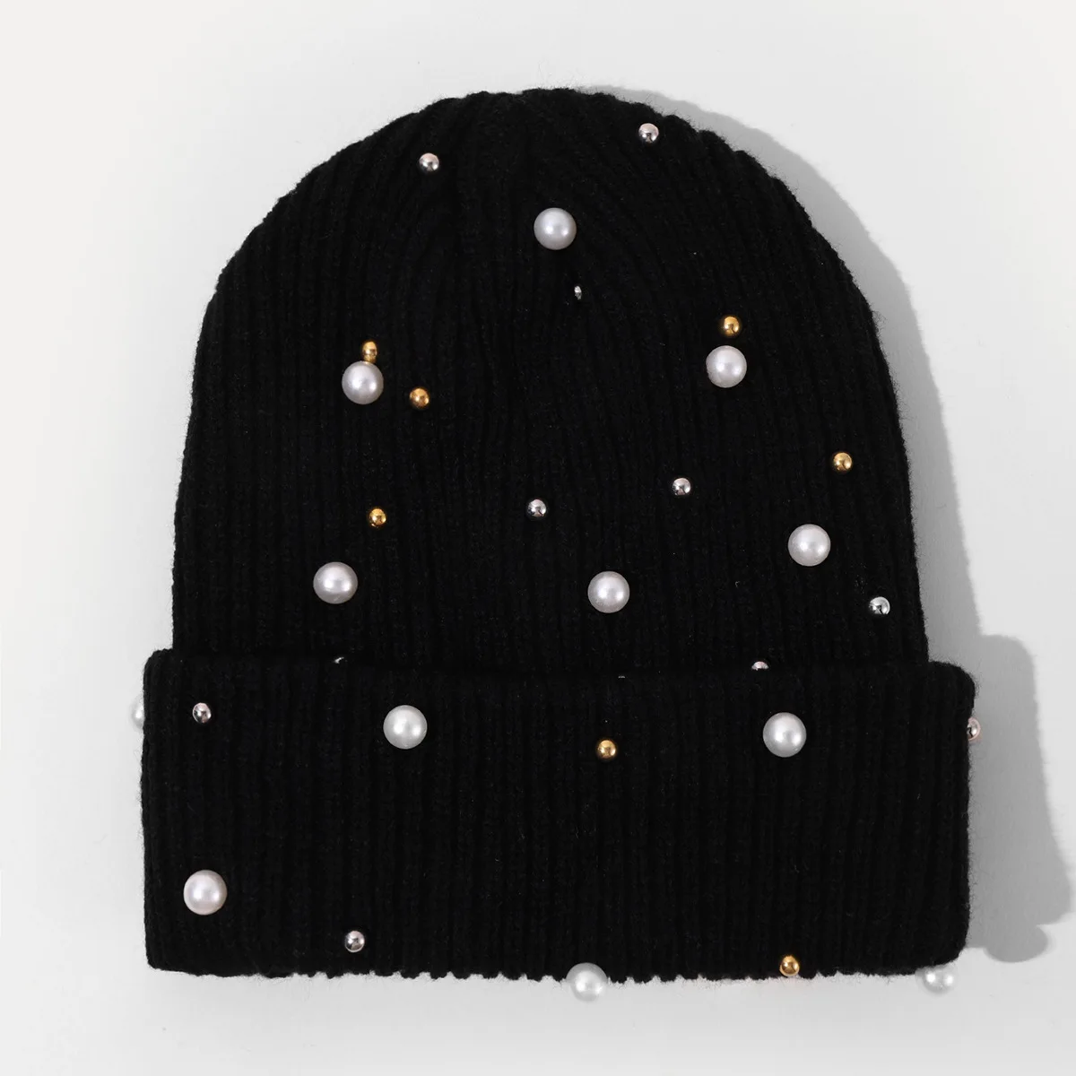 Y2K Beanie Women Girls with Pearl Soft Warm Acrylic Knitted Hat Winter Caps Casual Skullies Outdoor 6