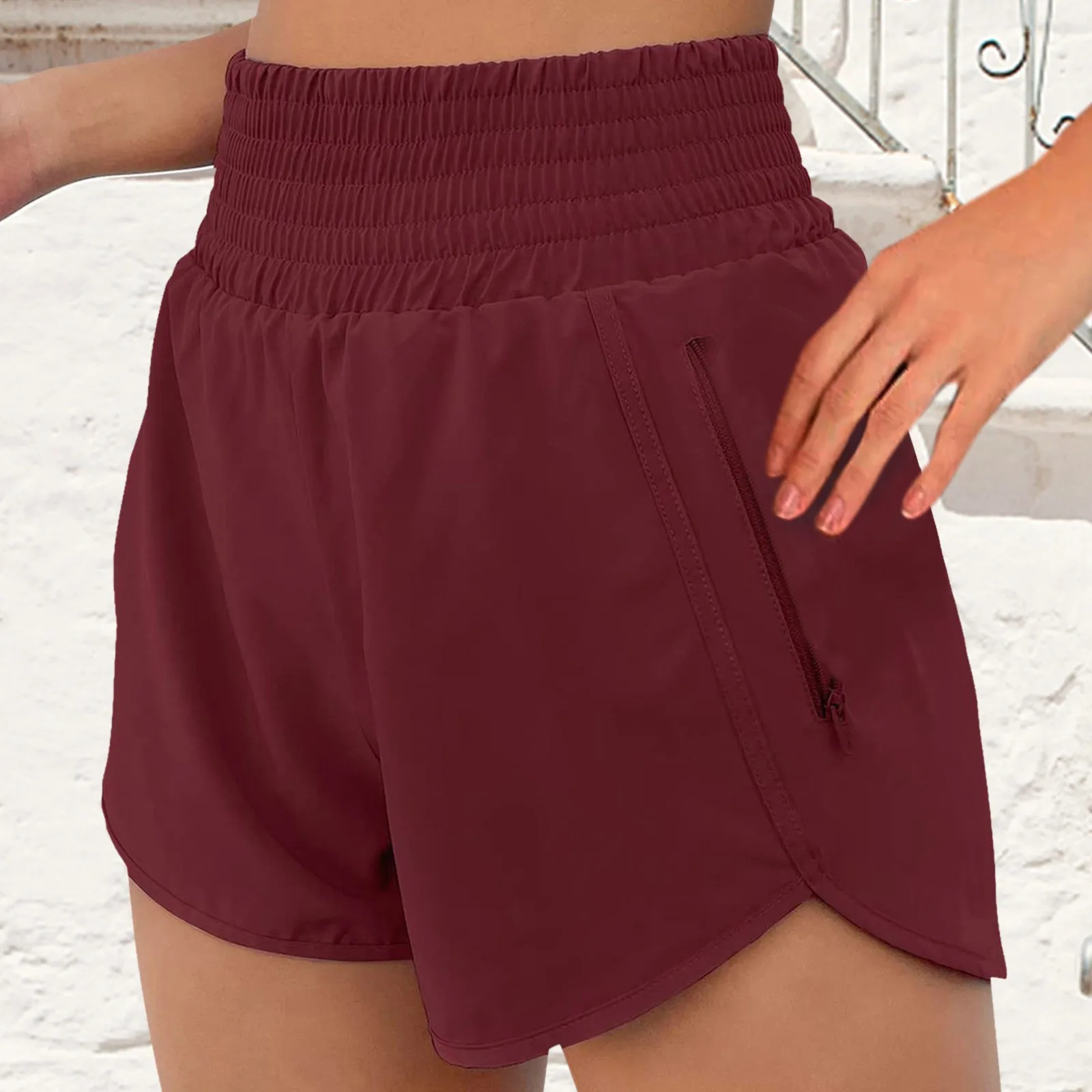 

Женские спортивные повседневные шорты с карманами, летние быстросохнущие шорты для фитнеса, тренировок и йоги, спортивные мини-брюки с эластичным поясом