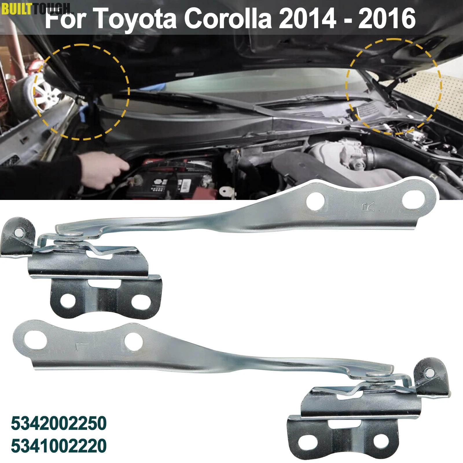 

2 шт., петли для капота Toyota Corolla 2014-2016 5341002220 5342002250