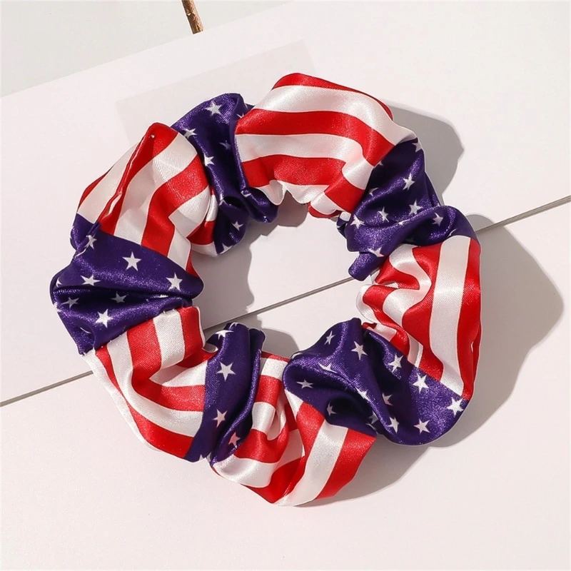 12x Patriotic Elastic Hair Bands Hair Scrunchies American Flag Bobbles for Girls Ladies Ponytail Accessories