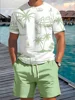 2 Piece Summer Casual Everyday Men's Short Sleeve Shorts Set Hawaiian Print Men's T-shirt Outdoor Sports Men's Beach Shorts 1