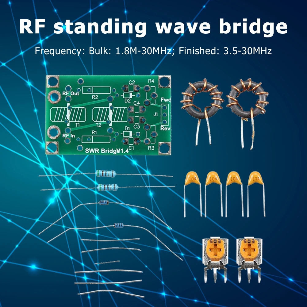 1.8M-30MHz 3.5-30MHz SWR Bridge For RF Network SWR Standing Frequency Radio Frequency Reflective Module DIY Board Kit 4