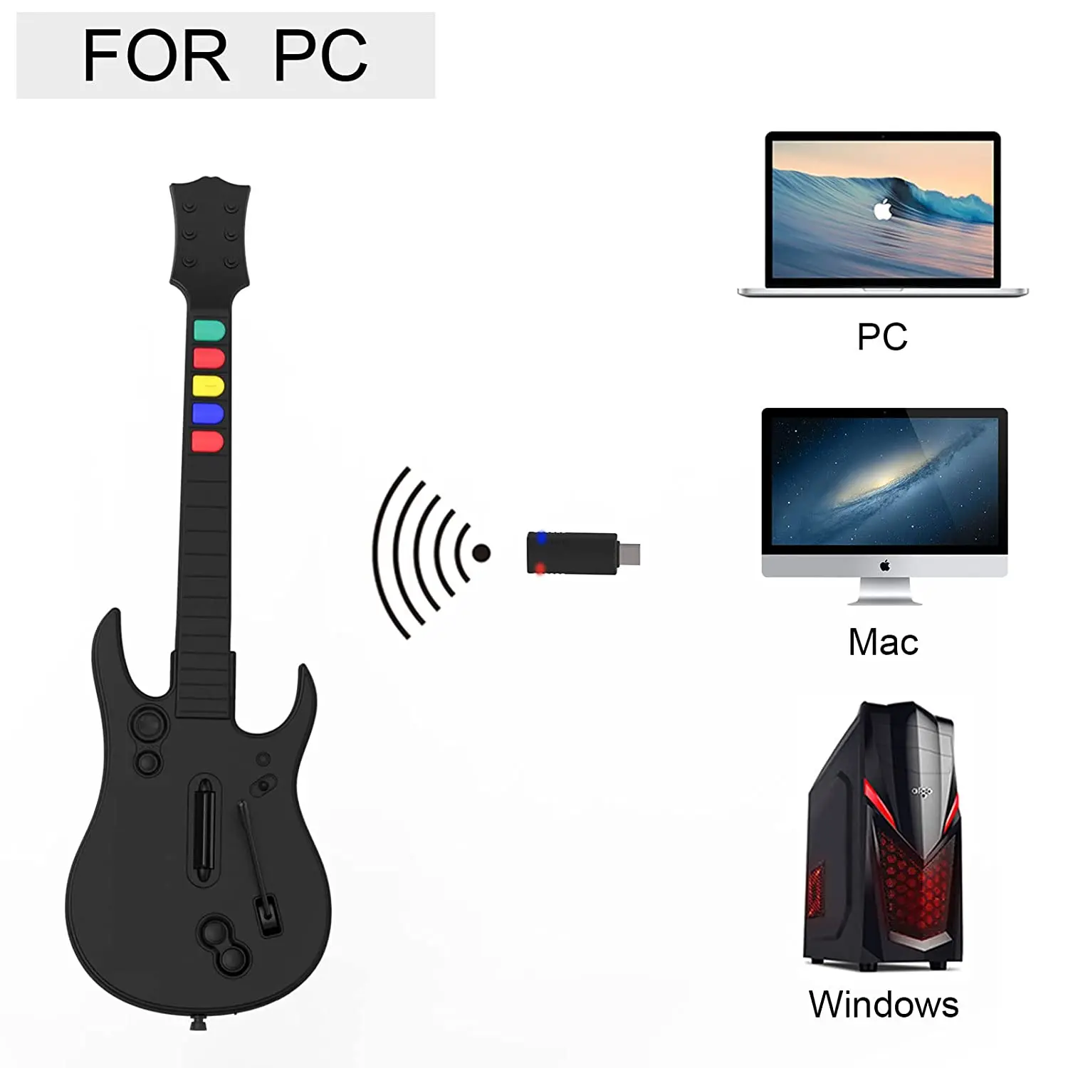 Doyo 2.4g Controlador de Herói Guitarra sem Fio para pc Ps3 Compatível com Clone Hero Rock Band Jogos Joystick Remoto Console - Image 5