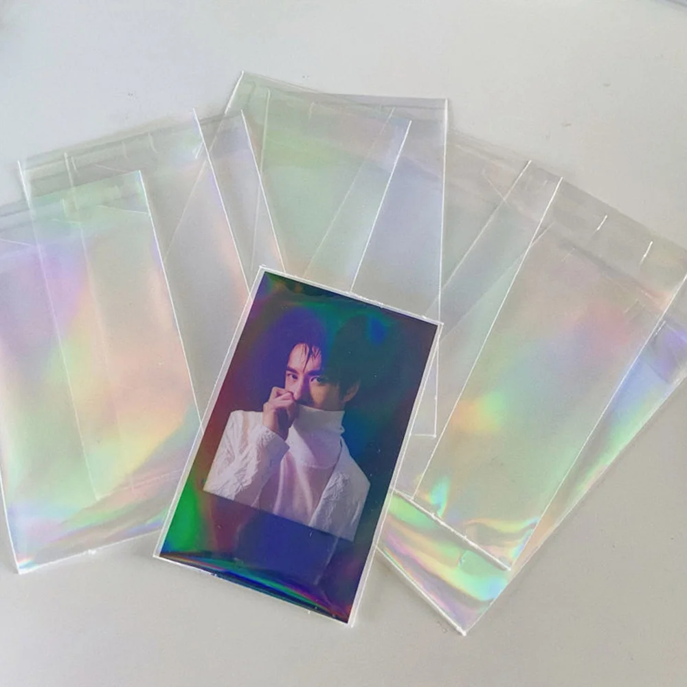 

50Pcs Star Love Heart Glass Gemstone Transparent Style Holographic Clear Card Film Sleeves Super Idol Photo Protector Cover DIY