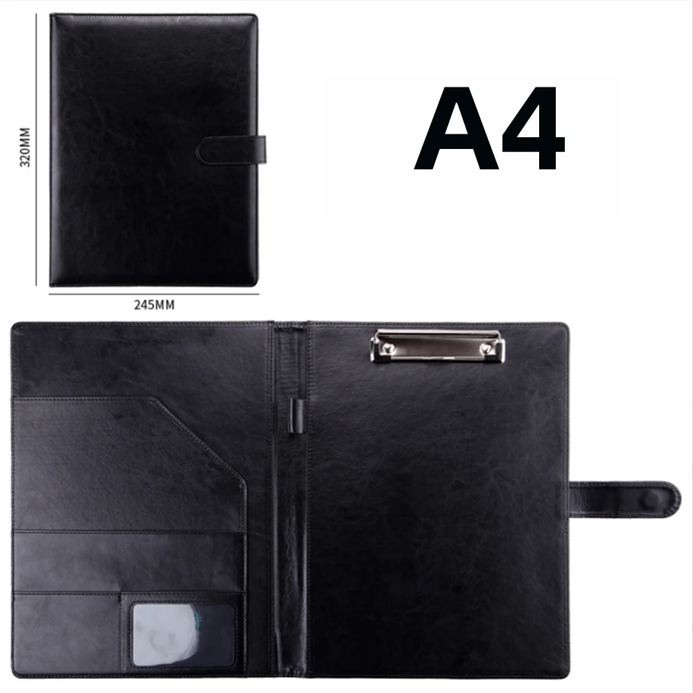 File Folders File Box Organizer 3Kinds A4 PU Leather Business Padfolio Organizer Case Vintage Binder Business Meeting Manager Document Pads Office