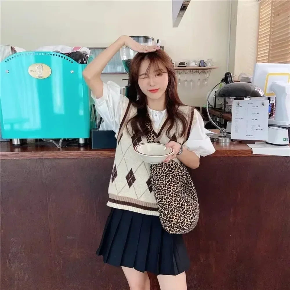 Large Capacity Shoulder Bags Shopper Canvas Fashion Harajuku Zipper Leopard Print Ulzzang Handbags shoulder bag ladies handbag canvas bag