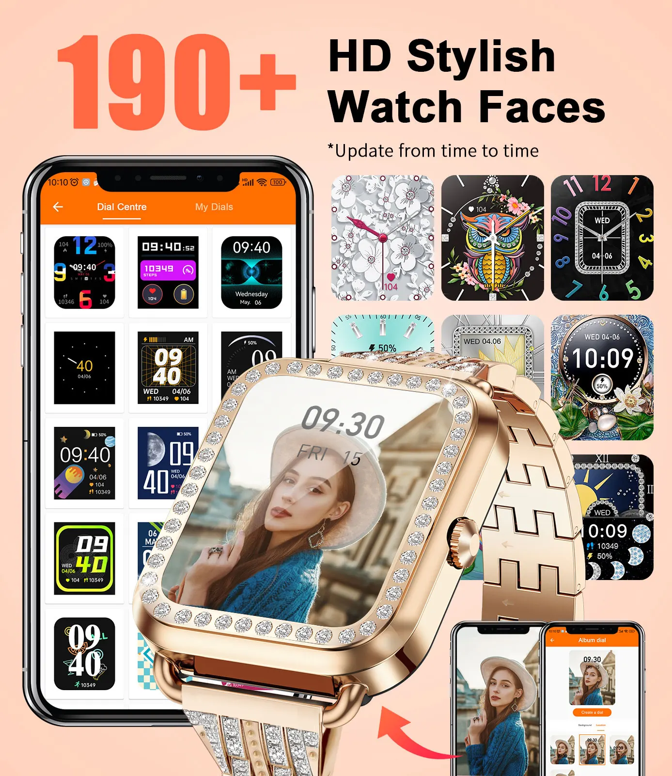 LIGE 2024 New Luxury Smart Watch Lady Bluetooth Call Phone Smart Band Sports Fitness Women Smartwatch DIY Dials For IOS Android