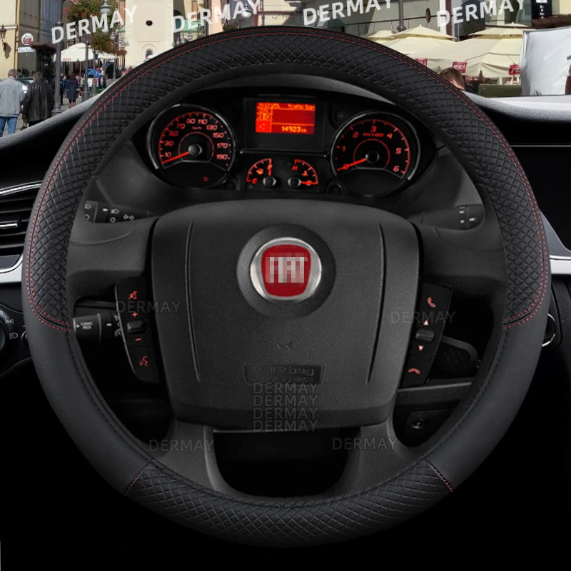 Чехол для руля Fiat Ducato из искусственной кожи 100% DERMAY Brand высокое качество