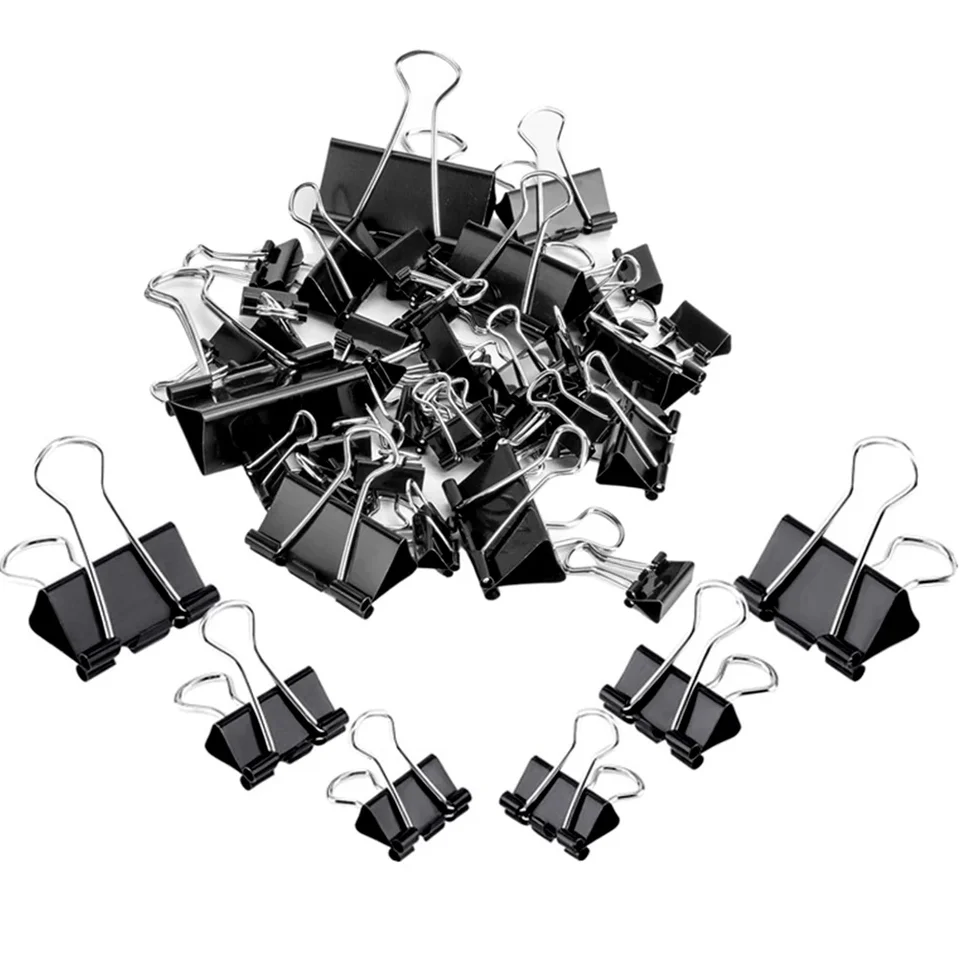 90PCS Binder Clips, Black Foldback Clips, 4 Sizes Bulldog Clips (15mm - View #9