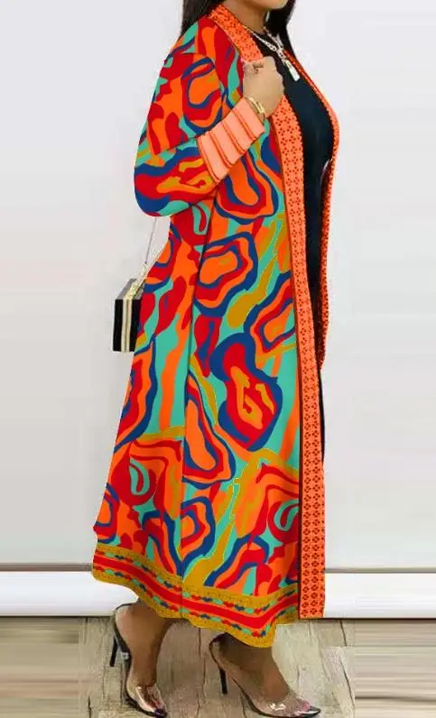 European and American women's clothing 2024 summer new women's casual plus size leopard print open front long coat