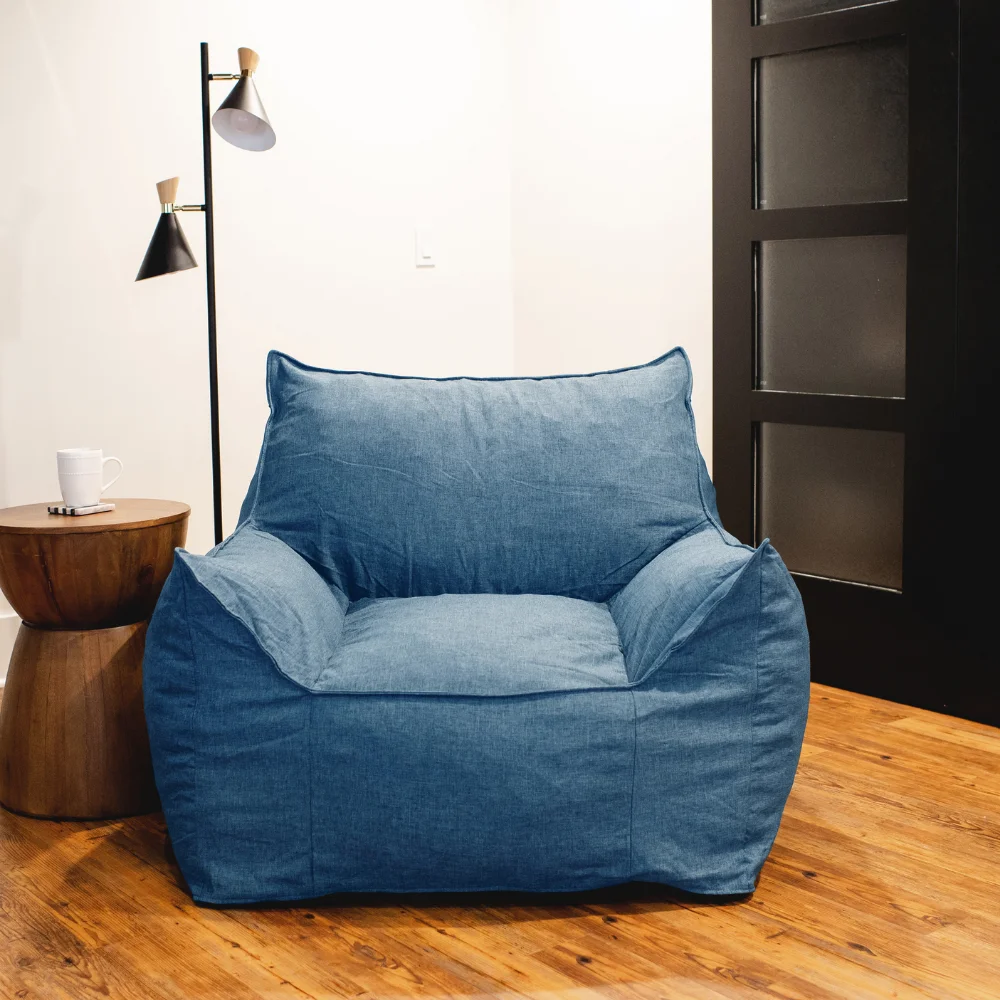 Bean Bag Chair Union 4ft Pacific Blue Memory Foam unStuffed Lounger Chairs for Kids Adults