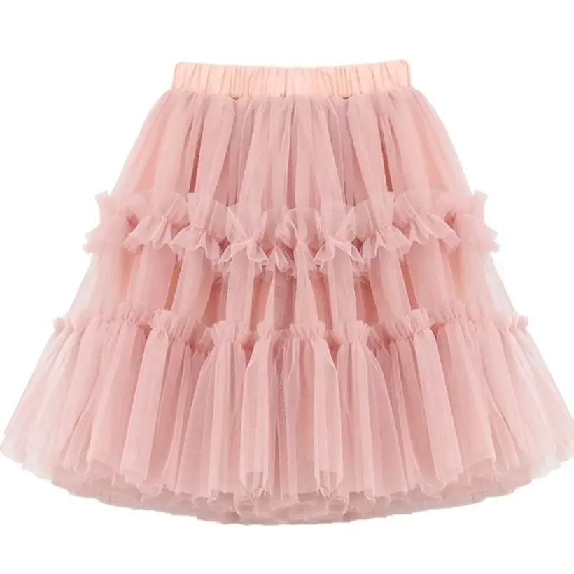 Girls Tutu 2023 Summer New Kids Mid-length Fashion Korean Birthday Party Dance Ball Gown Princess Skirt Parent-child Gauze Skirt