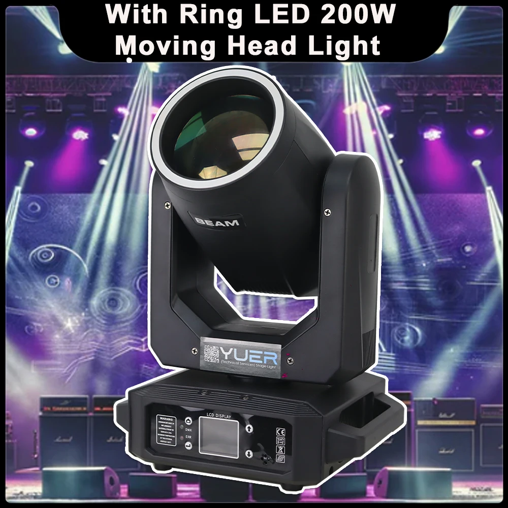 LED Moving Head Light 200W Beam Spot Satge Lamp With Aperture 18 Prism Rainbow Effect Dj Dmx Disco Party Club Bar Stage Lighting