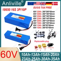 Batterie au lithium haute puissance 60V, 10ah, 13ah, 15ah, 20ah, 23ah, 25ah, 30ah, 35ah, 18650, 16S, 67.2V, pour moto et tricycle électrique 1