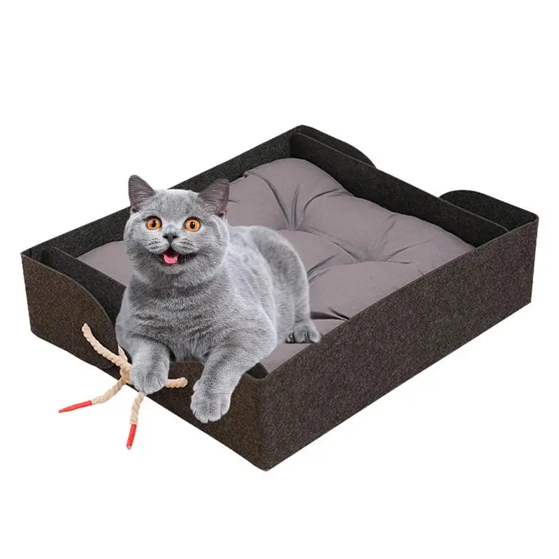 

Cat Bed Rectangle Kitten Bed Foldable All Weather Rectangle Medium Pet Bed Bolster Tough Puppy Bed Scratch With Removable
