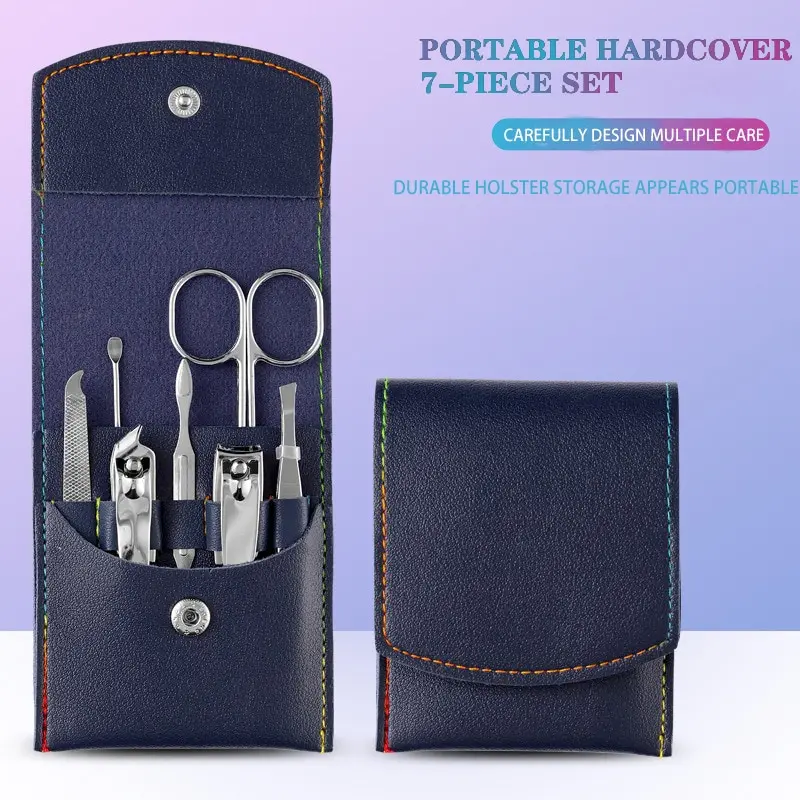 Nail Clipper Set 7 Piece Folding Bag Nail Clippers Portable Household Diagonal Ear Spoon