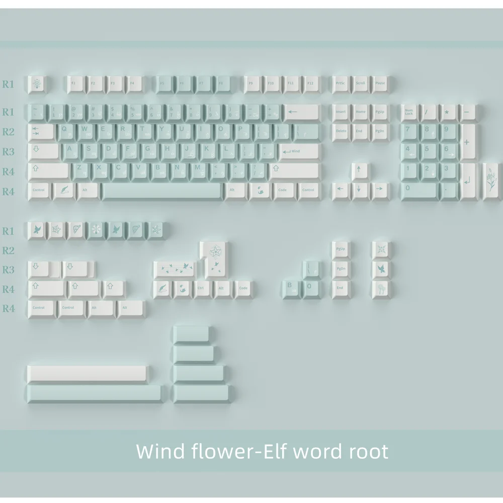 Teclado Mecânico Pbt Cereja Keycaps Flor do Vento Perfil Cereja Dye-sublimação Gateron Switches mx 142 Chaves