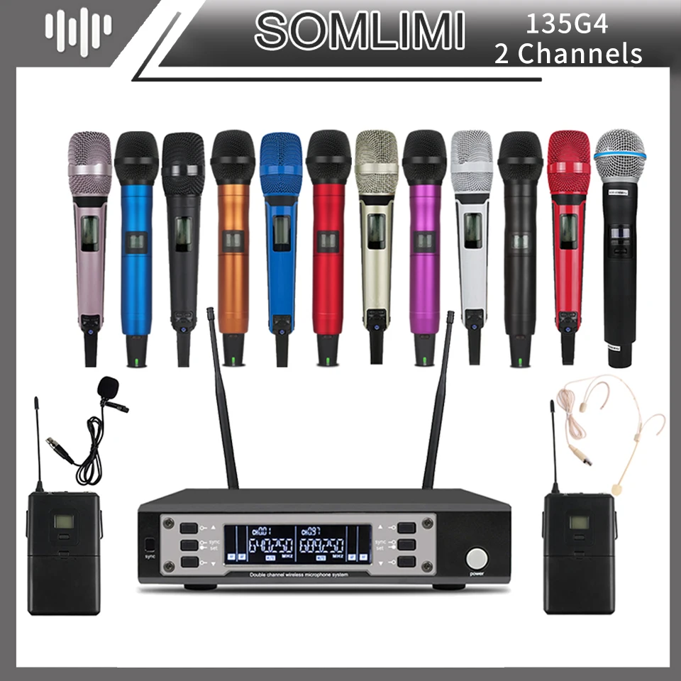 SOM 싱글 리시버 더블 핸드 헬드 마이크, 다중 색상 하이 퀄리티, EW135G4