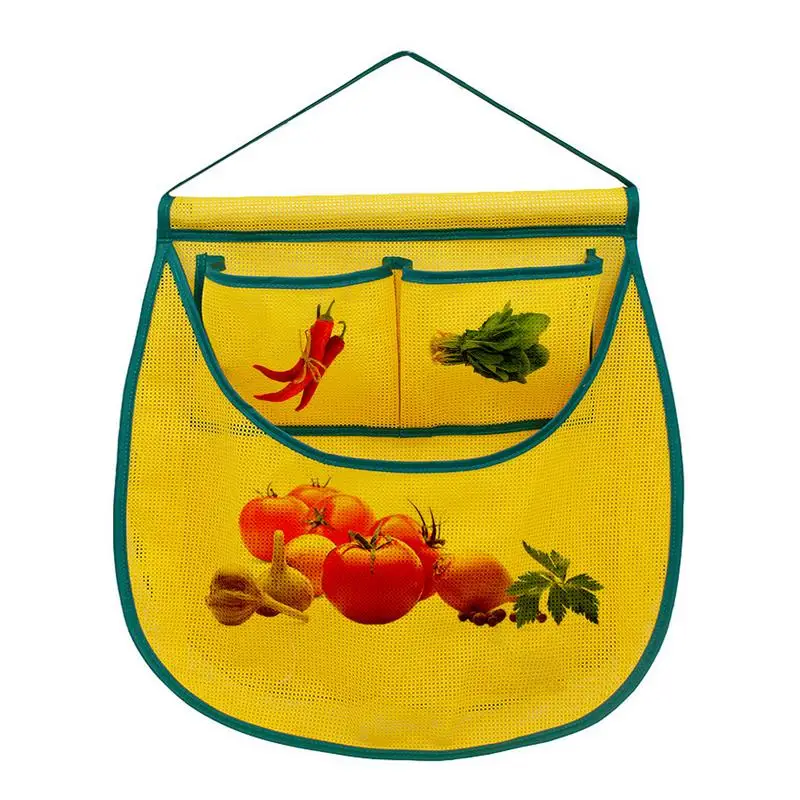 

Kitchen Vegetable Mesh Storage Bags Hollow Breathable Onion Potato Storage Hanging Bags Kitchen Garlic Ginger Mesh Bag