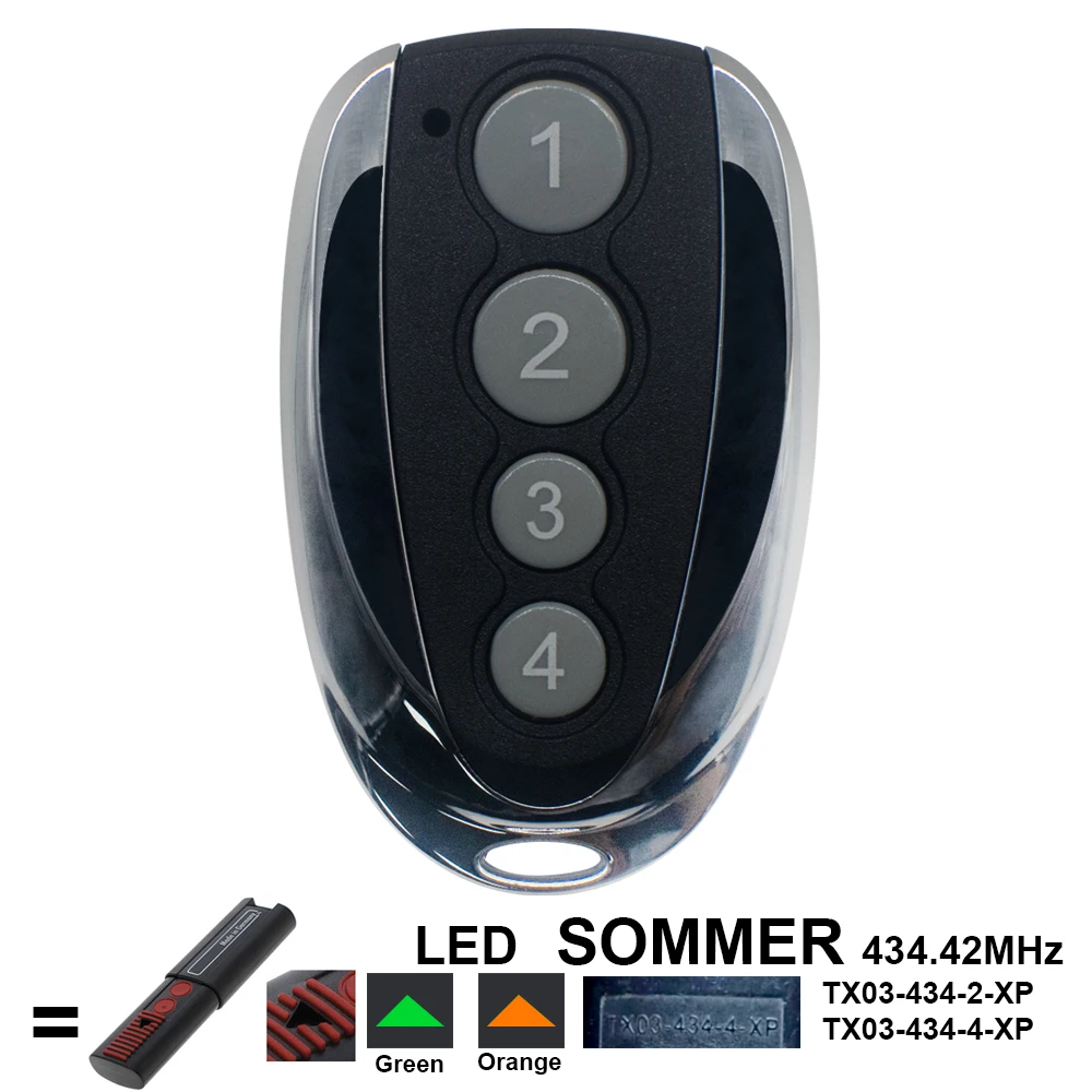 Sommer Tx03-434-4-Xp Telecomando Porta Garage 434.42Mhz Sostituzione Trasmettitore Garage Comando Apertura Porta