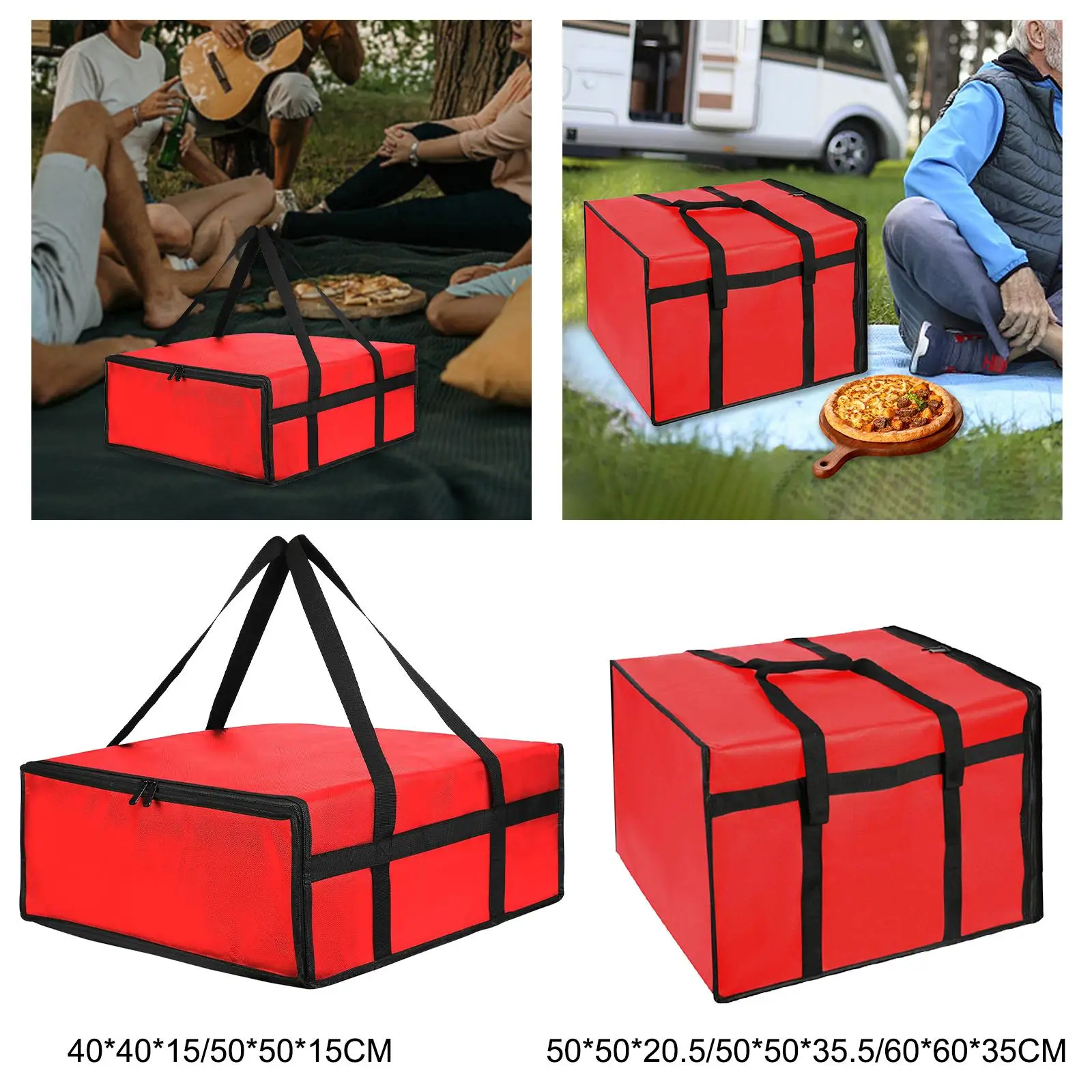 Pizza Carrier Insulated Bag Food Bag Sturdy with Dual Zippers for Pizzerias Multifunctional Reusable Grocery Shopping Bag 3