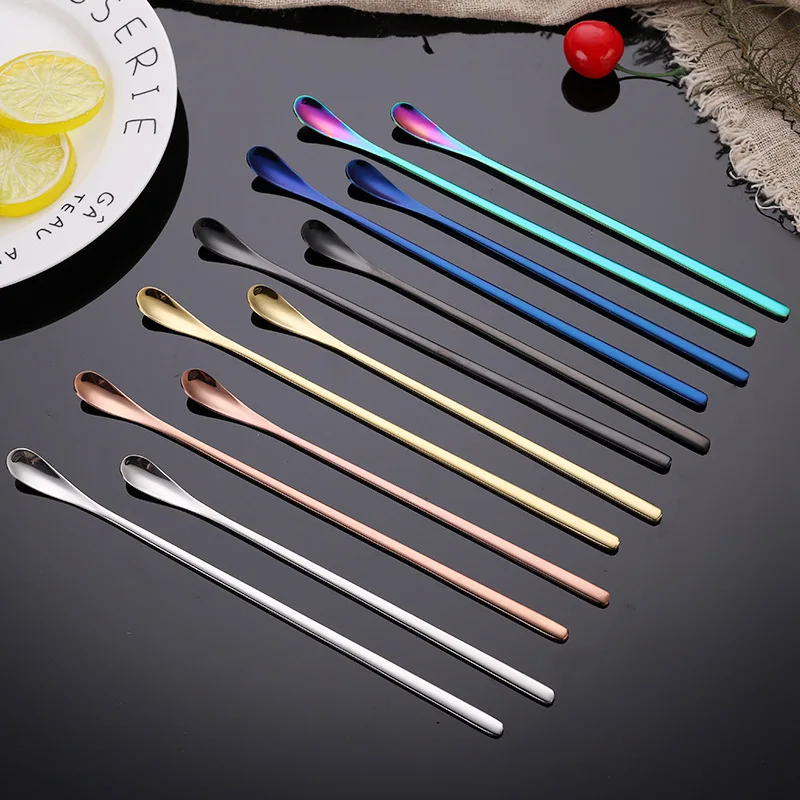 304 Stainless Steel Bar Spoons Long Handled Ice Cream Spoons Cocktail Dessert Spoon Tableware Kitchen Supplies 19/22.5cm