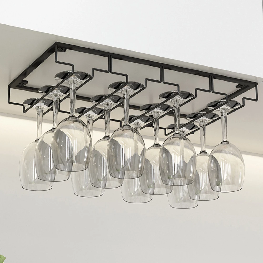 Glass Goblet Iron Rack Iron Wine Rack Glass Holder Under Cabinet Stemware Stand Hanging Shelf Bar Tool