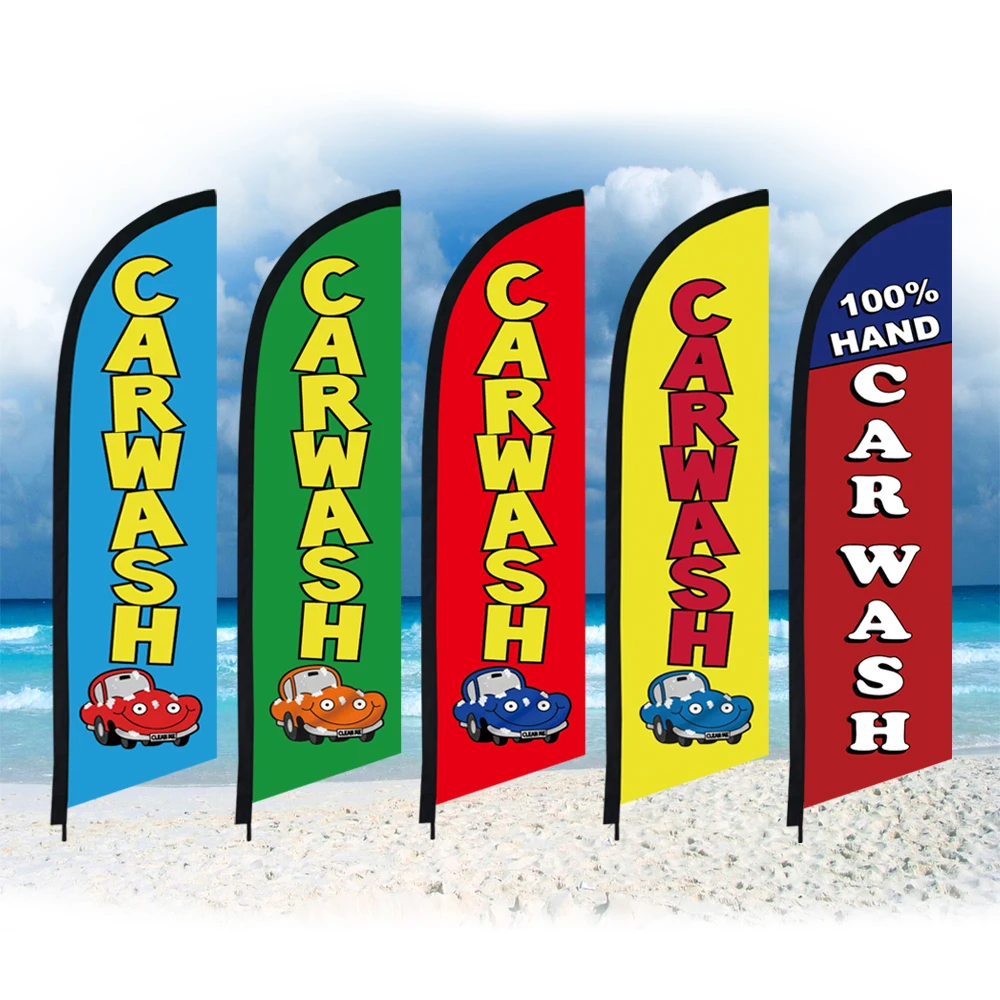 Car Wash Feather Flag Solo Swooper Senza Pole Beach Flag Custom Outdoor Sport Club Advertising Decoration Banner Auto