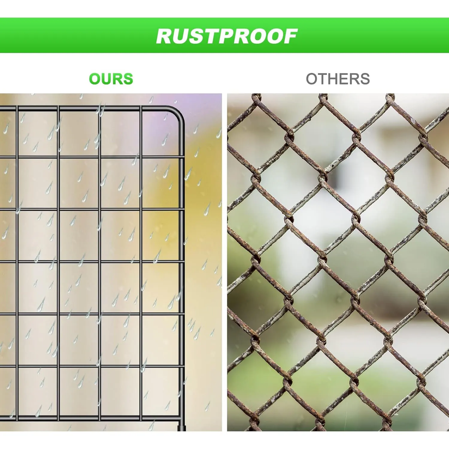 Mesh Garden Fence 10 Pack, 24" H x 10' L Animal Barrier, Rust-Proof Metal Fence for Dogs & Rabbits, Garden Edge Border for Yard