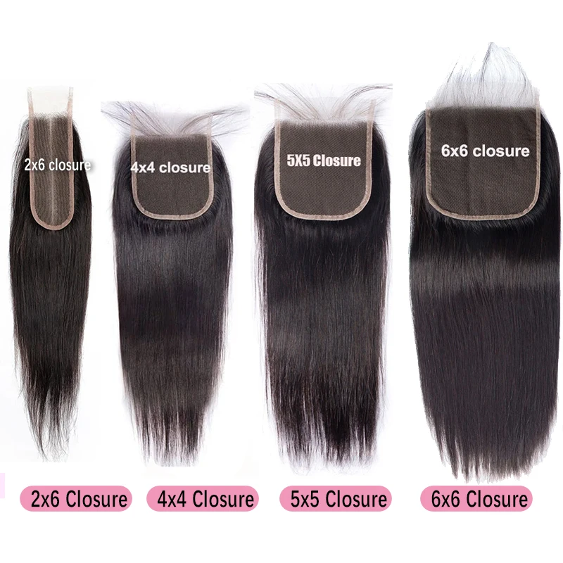 5X5 HD Lace Closure With Bundles Brazilian Straight Bundles 10-32Inch Long Human Hair Weave With 2x6 / 6x6 Lace Closure