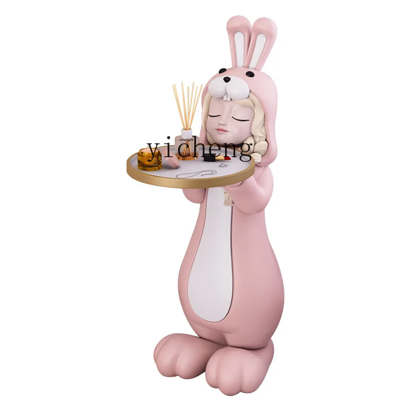 

a Rabbit Large Floor Ornaments Living Room Storage with Tray Decorations