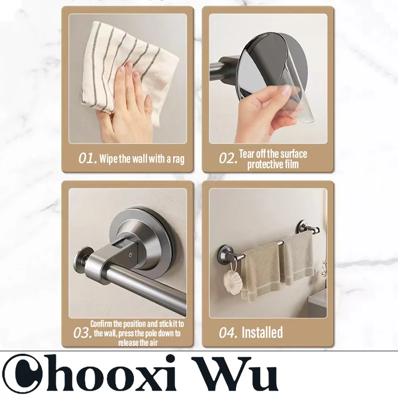 CHOOXIWU-no-punch suction cup towel rack, super strong suction, no falling off, vacuum adsorption without damaging the wall