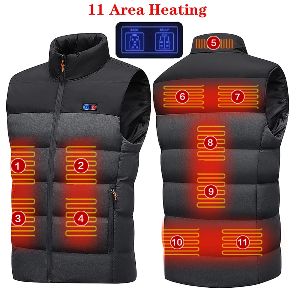 Winter Heat Vest 11 Places Zones Washable Outdoor Heating Jacket Splicing Electric Heated Vest Thermostatic heated jacket